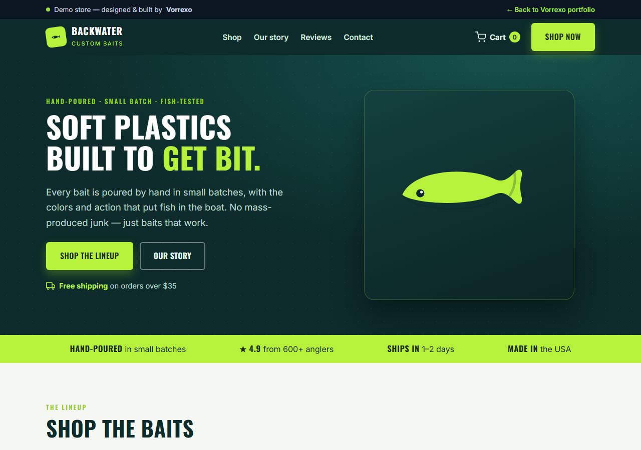 Backwater Custom Baits online store preview