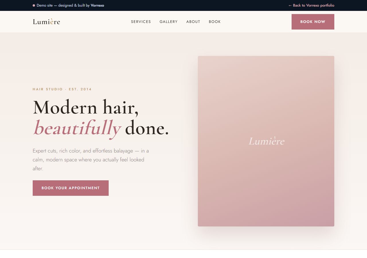 Lumière Hair Studio website preview