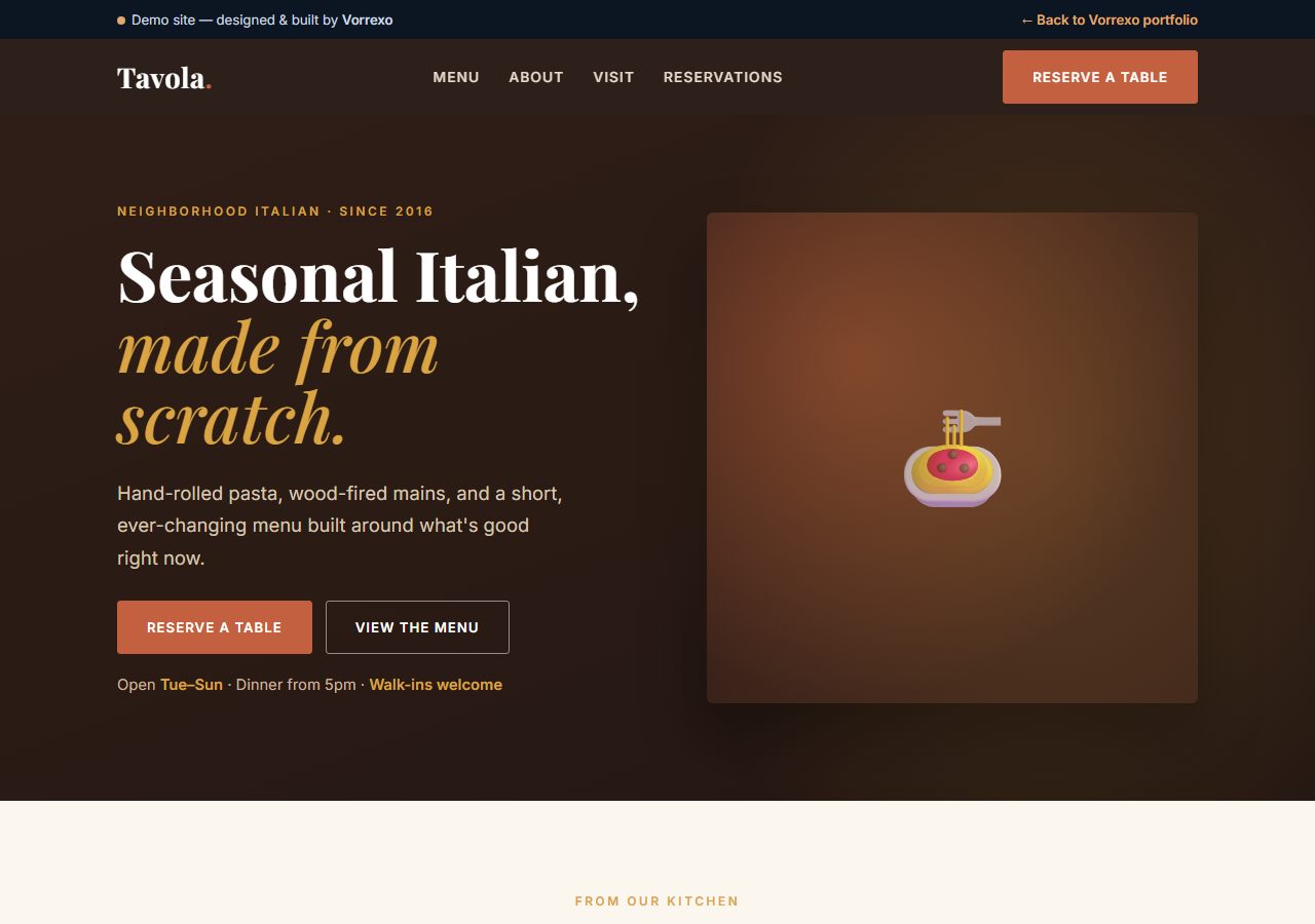 Tavola Kitchen website preview